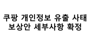 쿠팡 개인정보 유츨 사태 보상안 세부사항 확정