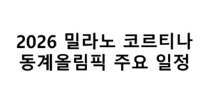 2026 밀라노 코르티나 동계올림픽 주요 일정