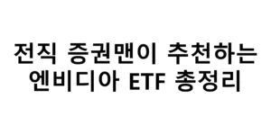 전직 증권맨이 추천하고 투자하는 엔비디아 ETF 총정리