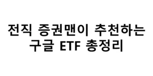 전직 증권맨이 추천하고 투자하는 구글 ETF 총정리